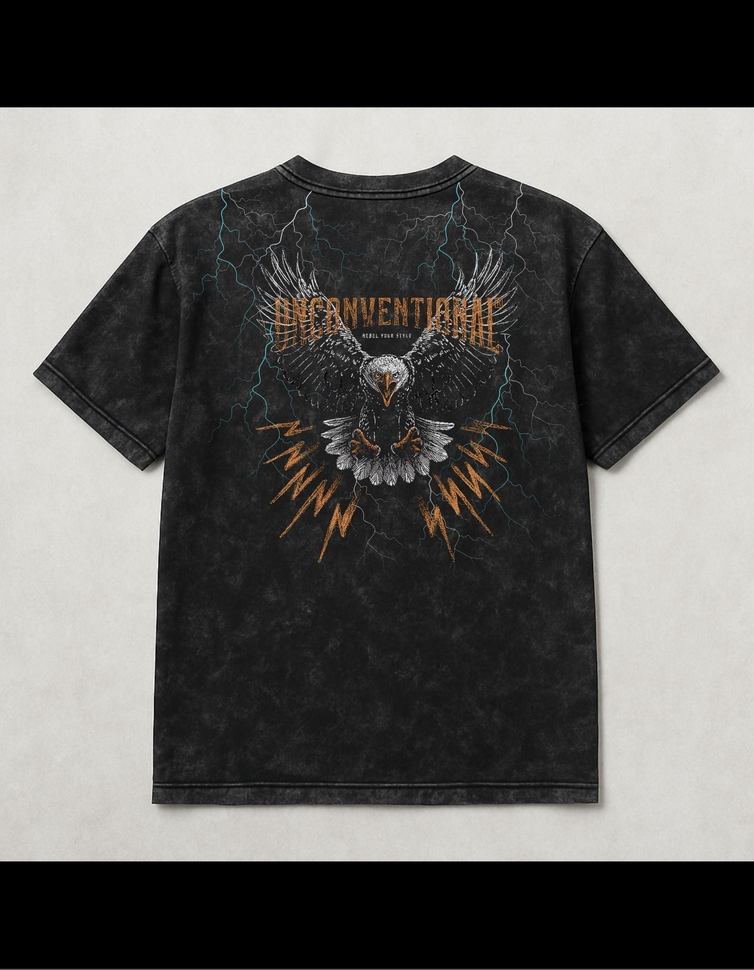 Eagle Acid-Wash Oversized T-Shirt Black(240 gsm)